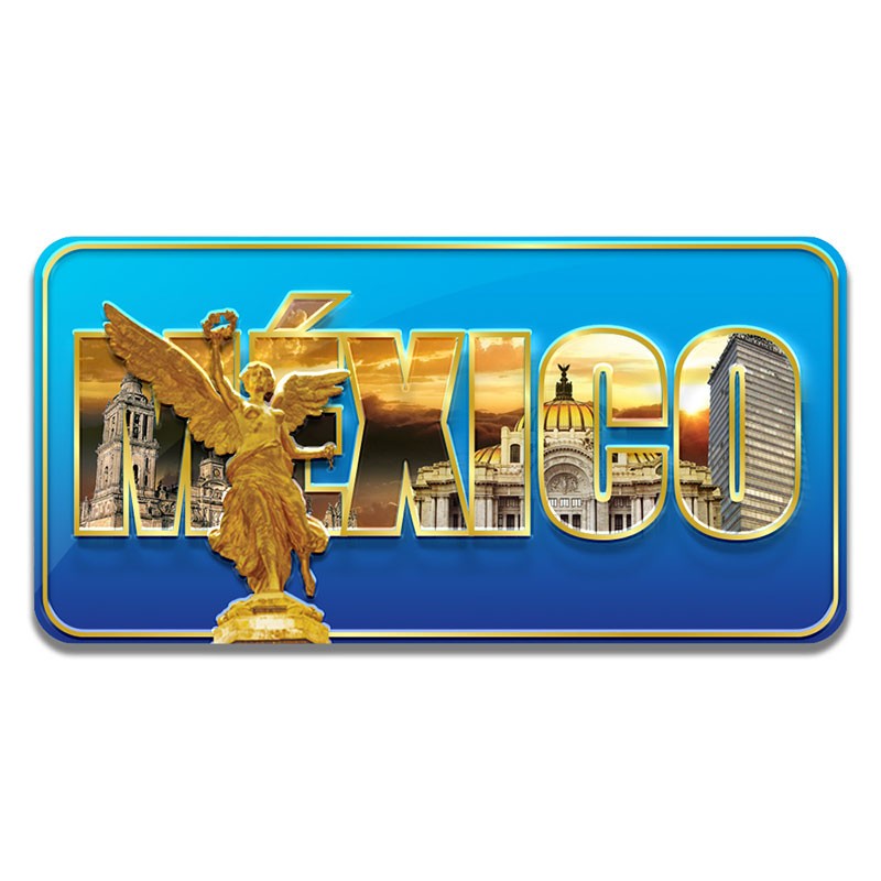 Iman en relieve "México" y el Angel souvenir y recuerdo de CDMX.