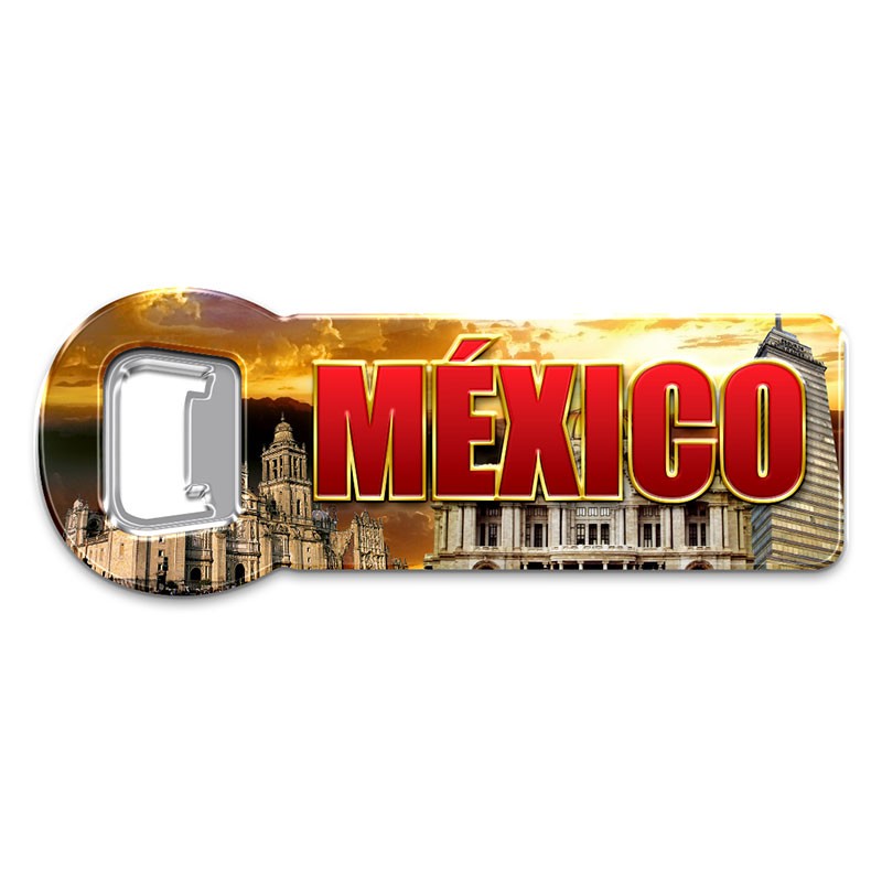 Destapador de Metal atardecer en CDMX, souvenir y recuerdo de México.