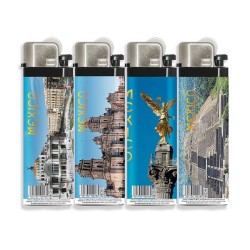 Encendedores con vistas de la Ciudad de México. souvenir y recuerdo de México, CDMX.