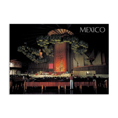 Tarjeta postal con vista del interior de la Basilica, souvenir y recuerdo de la Ciudad de México, CDMX.