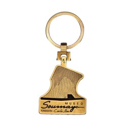 Llavero giratorio de latón en forma del museo Soumaya. Souvenir de la Ciudad de México, CDMX.