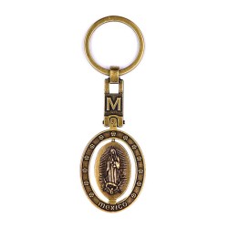 Llavero de latón letra M con Virgen de Guadalupe, souvenir o regalo de México, CDMX