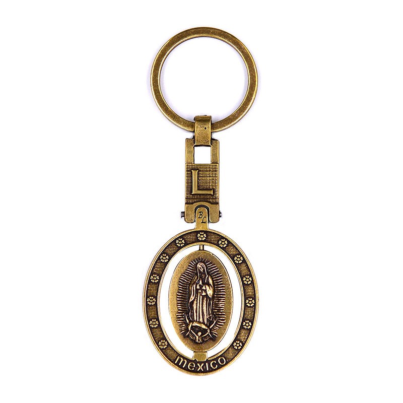 Llavero de latón letra L con Virgen de Guadalupe, souvenir o regalo de México, CDMX