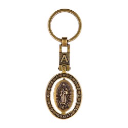 Llavero de latón letra A con Virgen de Guadalupe, souvenir o regalo de México, CDMX