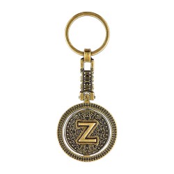 Llavero de latón letra Z con Calendario Azteca, souvenir o regalo de la Ciudad de México, CDMX.