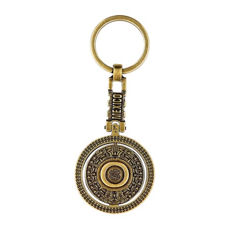 Llavero de latón letra O con Calendario Azteca, souvenir o regalo de la Ciudad de México, CDMX.