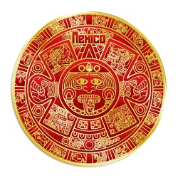 Set de 4 portavasos Calendario Azteca, emblemático de la cultura prehispánica, Souvenir de la Ciudad de México.