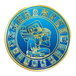 Set de 4 portavasos Calendario Maya, emblemático de la cultura maya, Souvenir de la Ciudad de México.