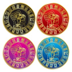 Set de 4 portavasos Calendario Maya, emblemático de la cultura maya, Souvenir de la Ciudad de México.