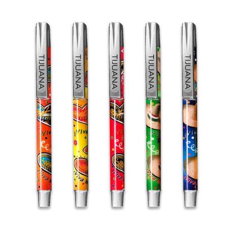 Plumas ilustración sombreros, folklor mexicano. Regalo o recuerdo de Tijuana, souvenir de Mexico.