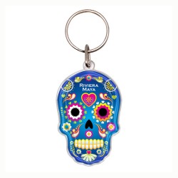 Llavero acrílico calavera, día de muertos. Souvenir Riviera Maya