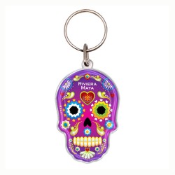 Llavero acrílico calavera, día de muertos. Souvenir Riviera Maya