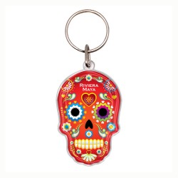 Llavero acrílico calavera, día de muertos. Souvenir Riviera Maya