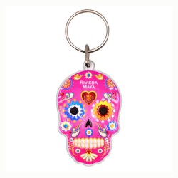 Llavero acrílico calavera, día de muertos. Souvenir Riviera Maya