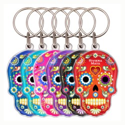 Llavero acrílico calavera, día de muertos. Souvenir Riviera Maya