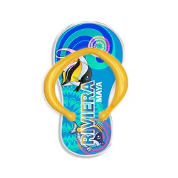 Magneto de acrílico chancla. Souvenir de la Riviera Maya, México