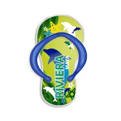 Magneto de acrílico chancla. Souvenir de la Riviera Maya, México