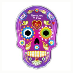 Magneto de acrílico calavera. Souvenir de la Riviera Maya, México