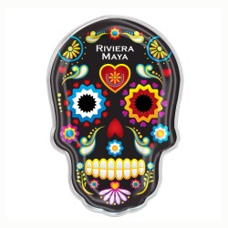 Magneto de acrílico calavera. Souvenir de la Riviera Maya, México