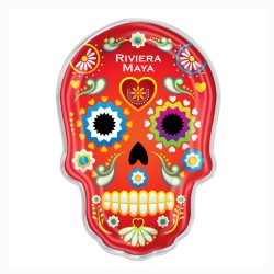 Magneto de acrílico calavera. Souvenir de la Riviera Maya, México