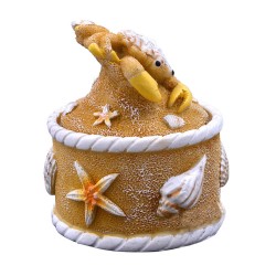 Caja de resina con acabado arena y figura de un cangrejo