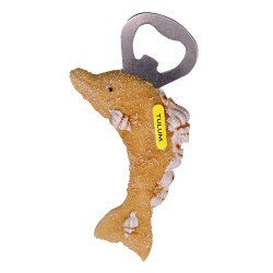 Magneto destapador de resina con acabado arena y figura de un delfin