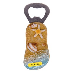 Magneto destapador de resina con acabado arena y figura de una chancla