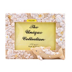 Portaretrato mediano  de resina con acabado Arena e ilustración de un delfín