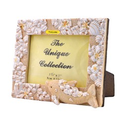 Portaretrato mediano  de resina con acabado Arena e ilustración de un delfín