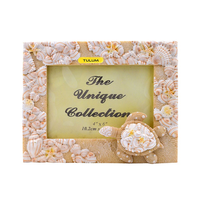 Portaretrato mediano  de resina con acabado Arena e ilustración de una tortuga