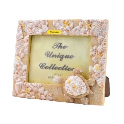 Portaretrato mediano  de resina con acabado Arena e ilustración de una tortuga