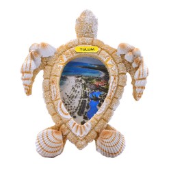 Portaretrato chico  de resina con acabado Arena en forma de una tortuga