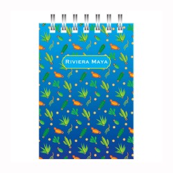 Libreta de apunte con ilustracion de una calavera, típica del dia de muertos. Souvenir y recuerdo de la Riviera Maya, México