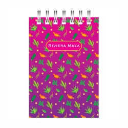 Libreta de apunte con ilustracion de una calavera, típica del dia de muertos. Souvenir y recuerdo de la Riviera Maya, México