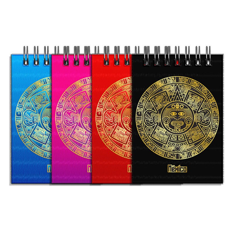 Libreta de apunte con la ilustracion del Calendario Azteca. Souvenir y recuerdo de la Riviera Maya, México.