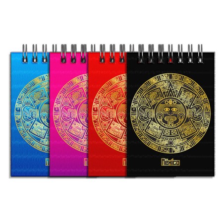 Libreta de apunte con la ilustracion del Calendario Azteca. Souvenir y recuerdo de la Riviera Maya, México.