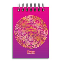 Libreta de apunte con la ilustracion del Calendario Azteca. Souvenir y recuerdo de la Riviera Maya, México.