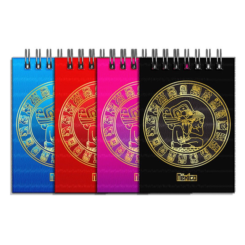 Libreta de apunte con la ilustracion del Calendario Maya. Souvenir y recuerdo de la Riviera Maya, México.