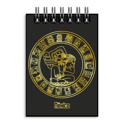 Libreta de apunte con la ilustracion del Calendario Maya. Souvenir y recuerdo de la Riviera Maya, México.