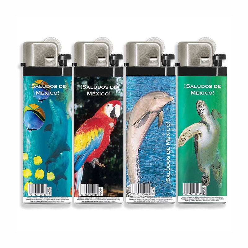 Encendedores Fauna, souvenir y recuerdo de la Riviera Maya, México