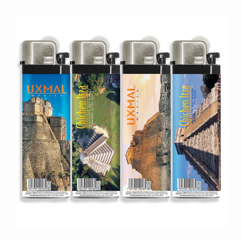 Encendedores Sitios arqueologicos, souvenir y recuerdo de la Riviera Maya, México