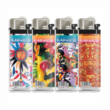 Encendedores folklor tipico mexicano, souvenir y recuerdo de la Riviera Maya, México