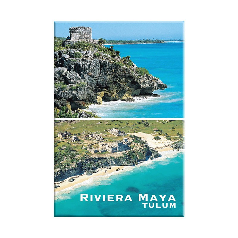 Fotoiman de la zona arqueologica de Tulum, souvenir y recuerdo de la Riviera Maya, Mexico