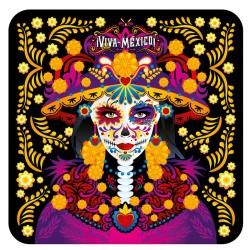 Set de 4 portavasos catrina, tipico del dia de muertos en México, souvenir y recuerdo de la Riviera Maya