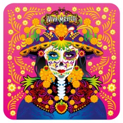 Set de 4 portavasos catrina, tipico del dia de muertos en México, souvenir y recuerdo de la Riviera Maya