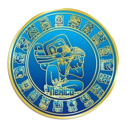 Set de 4 portavasos Calendario Maya, emblemático de la cultura maya, Souvenir de la Riviera Maya, México.