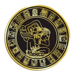 Set de 4 portavasos Calendario Maya, emblemático de la cultura maya, Souvenir de la Riviera Maya, México.