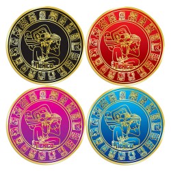Set de 4 portavasos Calendario Maya, emblemático de la cultura maya, Souvenir de la Riviera Maya, México.