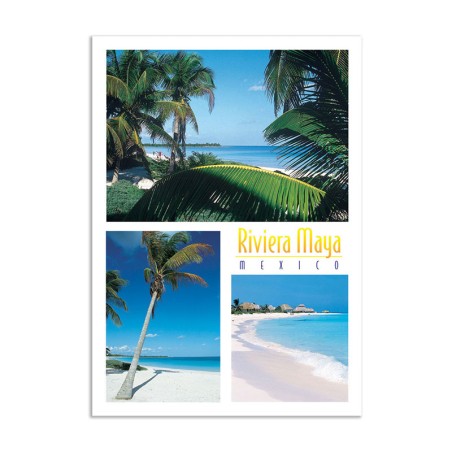 Tarjeta postal de las playas virgenes de la Riviera Maya, souvenir y recuerdo de México