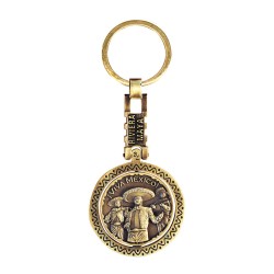 Llavero giratorio de latón mariachis. Souvenir, recuerdo Riviera Maya, México